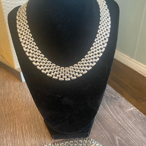 Vintage Napier Basket Weave Silver tone Chocker Necklace and matching bracelet - Picture 9 of 12